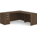 Classic L-Shape Workstation 71" x 71" with Right Hand Return and Box/Box/File Pedestal - Modern Walnut