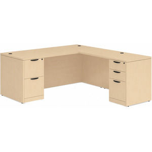 CLALD2044- Classic L-Shape Desk 71" W x 30" D with 42" Return and 2 Full Pedestals- Maple