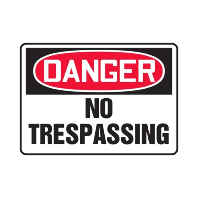No Trespassing Sign - 14" x 10" - Plastic - English