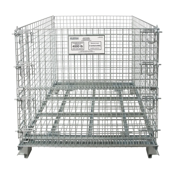 Collapsible Wire Container - Steel - 48" x 40" x 42" - 4000 lb Capacity