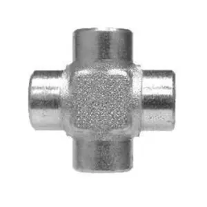 Female Pipe Cross, 3/8-in Female NPTF x 3/8-in Female NPTF x 3/8-in Female NPTF x 3/8-in Female NPTF, Steel