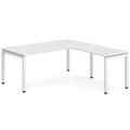 Elements L-Shape Desk 72" x 72" x 36"D - Silver Birch with White Legs