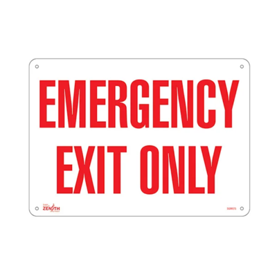 Emergency Exit Only Sign - 10" x 14" - Aluminum - English