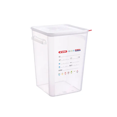 Araven 11857 Square Polypropylene Container, 22 L./ 23,2 qt