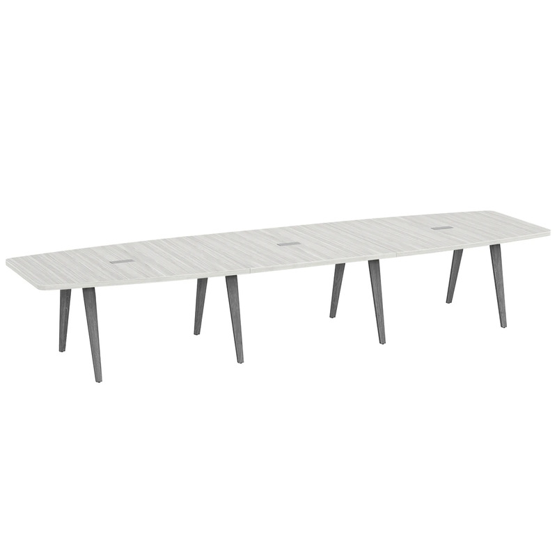 Signature Boat-Shape Conference Table 14 Foot - Silver Birch with Newport Grey Wood Legs