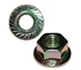M6 - 1 HEX FLANGE LOCK NUT SERRATED SPCL CLASS 8 CARBURIZED ZINC TRIVALENT CLEAR PER PRINT