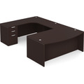 Classic Left Hand U-Shape Bowfront Workstation 112" x 71" with Full Pedestal - Espresso