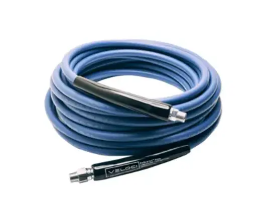 1/4" KobraJet Smooth Blue Hose, 4300 PSI, 100 FT, Non-Marked, Male Fixed and Swivel.