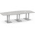 10' Classic Boat Shape Conference Table with Palmer Base - Silver Birch Top, Silver Brushed Base
