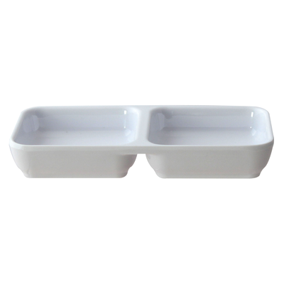 Thunder Group 19002WT 4 oz 6" x 3" Twin Sauce Dish