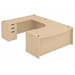 CLAUD1012L- Left-Handed Classic U-Shape Bowfront Executive Workstation 71" W x 107" D with Box/Box/File Pedestal- Maple
