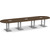  14' Classic Racetrack Conference Table with Palmer Base - Modern Walnut Top, Brushed Silver Base