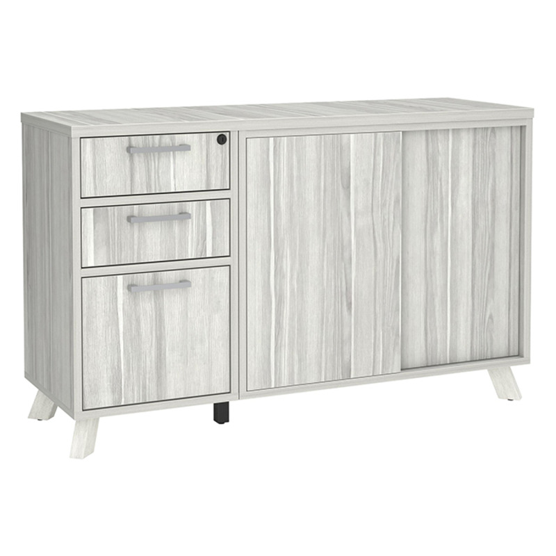 PL245 - FLEX CREDENZA W/PEDESTAL AND CABINET - Silver Birch