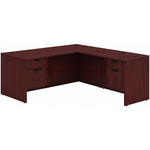 CLALD1043- Classic L-Shape Desk 71" W x 30" D with 47" Return and 2 Box/File Pedestals- Mahogany