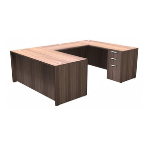 CLAUD2001 U-Shape 66" X 96" Desk- Modern Walnut