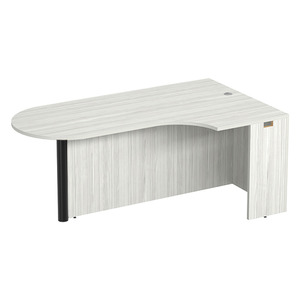 PL133R CORNER EXT. BULLET DESK w/POST - RIGHT- Silver Birch & Black