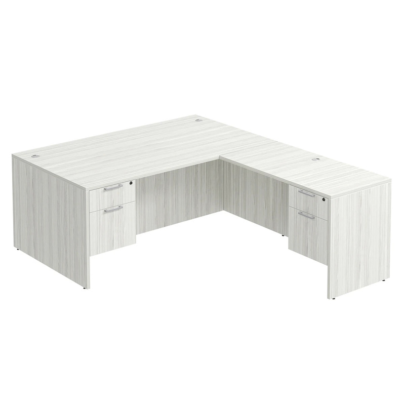 Classic L-Shape Desk 83" X 71" with 2 Box/File Pedestals - Silver Birch