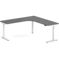 Enhance Electric Height-Adjustable L-Shape Desk with Left Radiused Corner 72" X 72" - Newport Grey with White Base