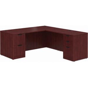 CLALD2048- Classic L-Shape Desk 71" W x 36" D with 42" Return and 2 Full Pedestals- Mahogany