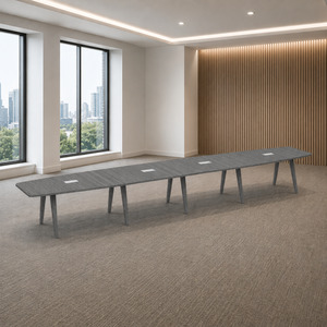SIGBS4240N-WOOD - 20 ft. Boat Shape Signature Conference Table With Wood VA Legs