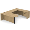 Classic U-Shape Bullet Executive Workstation 101" x 71" Right Hand with Box/File Pedestal - Aspen with Black Post Finish