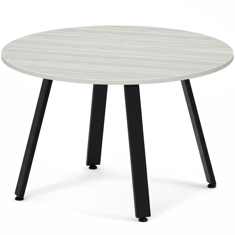 Signature Round Meeting Table 48" - Silver Birch with Black Metal Legs