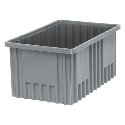 Divider Box Container - Plastic - 22-1/2" x 17-1/2" x 8" - 1.32 cu ft - Grey