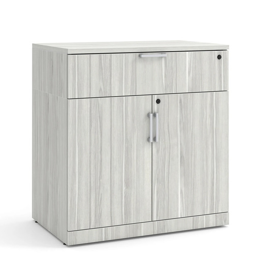 Locking Double Door Cabinet with Buffet Drawer - 38" in Silver Birch