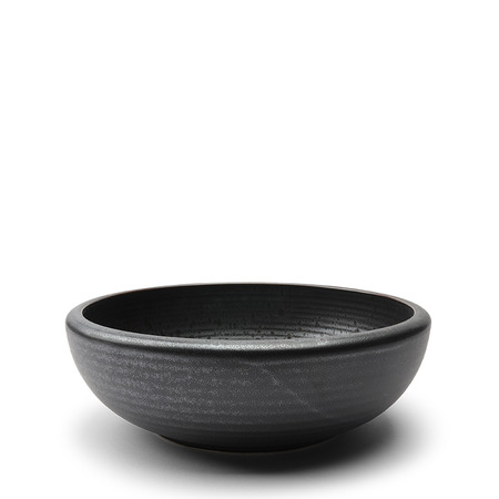 Bowl Serving 9.25" Silver Black Granite