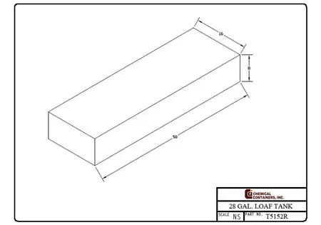 28 Gallon Polyethylene Rectangular Tank, 50" x 16" x 8"