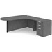 CLALD1010R- L-Shaped Bullet Workstation 71" W x 30" D with 47" Return and Box/Box/File Pedestal- Coastal Gray/Black