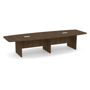 12ft Boat Shape, slab base Conference Table: MODERN WALNUT 
