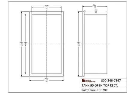 90 Gallon Polyethylene Open Top Rectangle Tank, 53" x 24" x 20"