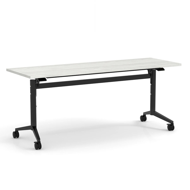 Nestling Flip Top Table 24" X 72" - Silver Birch Top with Black Base