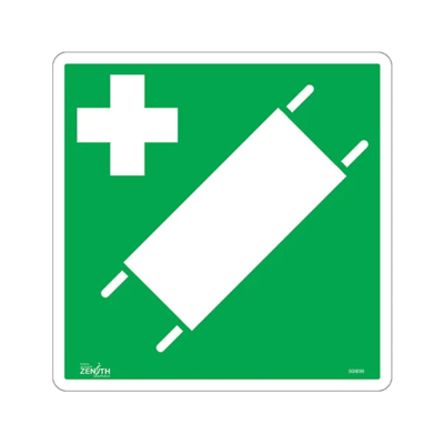 First Aid Stretcher Sign - 12" x 12" - Vinyl - Pictogram