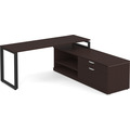 Encore L-Shape Desk 71" x 72" with Personal Storage and Bookcase Credenza - Espresso