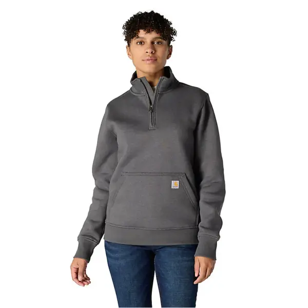 CARHARTT 105295 - Women's Relaxed Fit Midweight Quarter-Zip Mock-Neck Sweatshirt - Carbon Heather