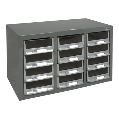 Parts Cabinet - Galvanized Steel - 23" x 11-2/5" x 13-4/5" - 12 Drawer - Grey