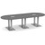 10' Classic Racetrack Conference Table with Palmer Base - Newport Gray Top, Brushed Silver Base