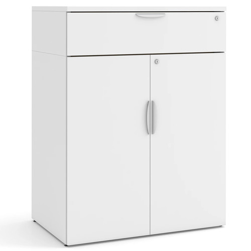 Locking Double Door Cabinet with Buffet Drawer - 46.5" in White