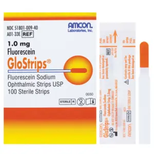 Fluorescein GloStrips, Strip, 1.0mg, 1.0mg (100/box) Box NDC 5180100940