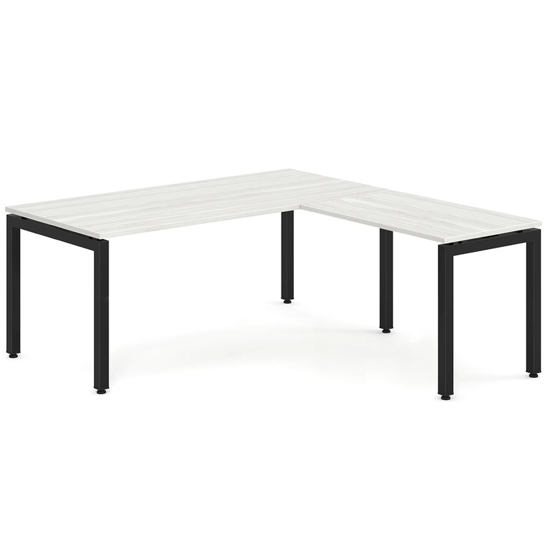 Elements L-Shape Desk 78" x 72" x 36"D - Silver Birch with Black Legs