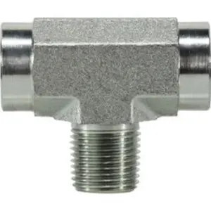 Branch Tee, 3/4 in Female Pipe x 3/4 in Female Pipe x 3/4 in Male Pipe, Steel