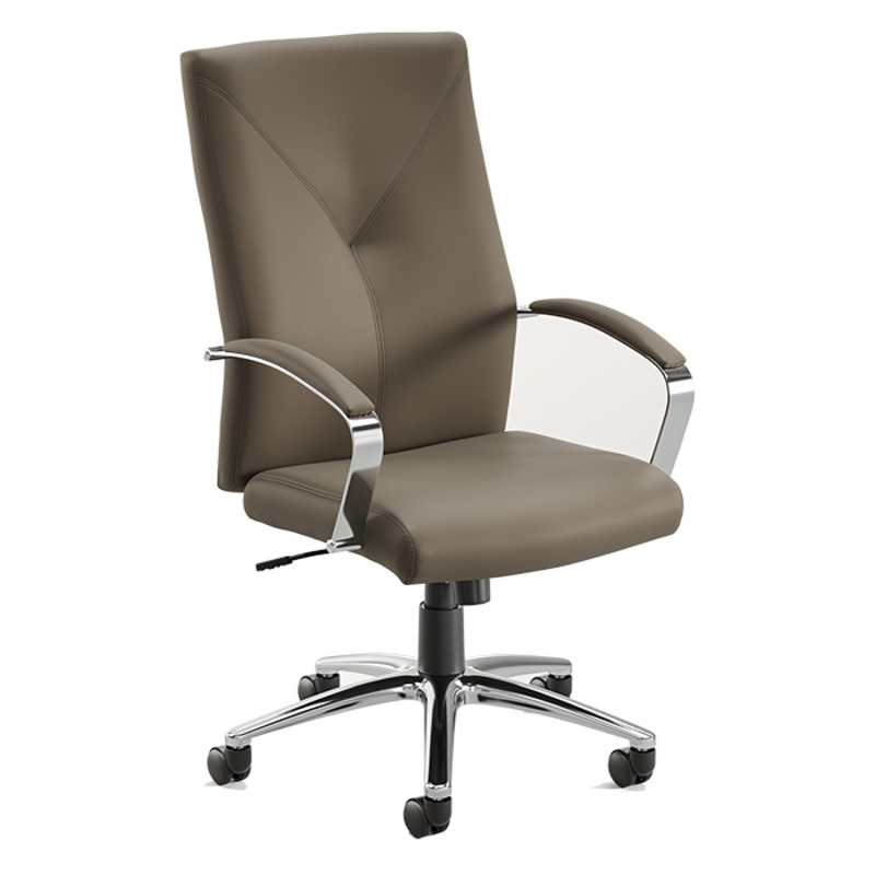 14010CHRBRN7811 - WREN EXECUTIVE CHAIR- Chrome & Brown