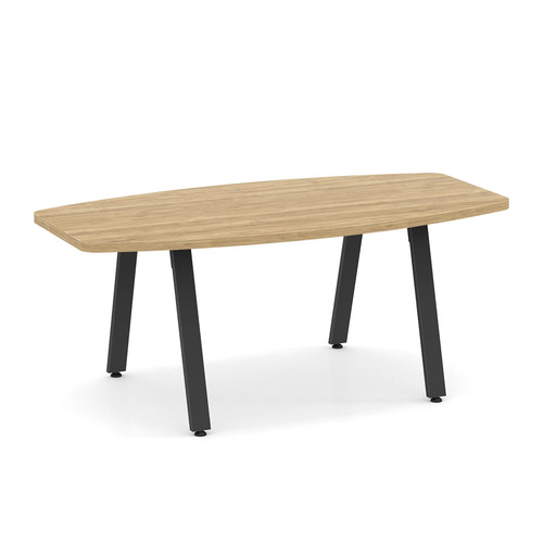 Signature Boat-Shape Conference Table 6 Ft - Aspen with Black Metal Legs