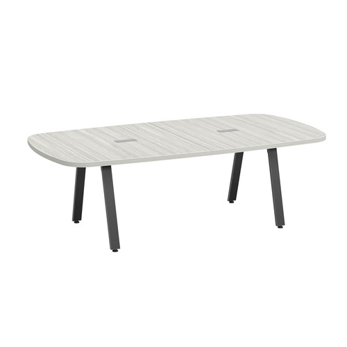 Signature Arena Conference Table 8 Foot - Silver Birch with Black Metal Legs