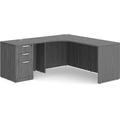 Classic L-Shape Workstation 66" x 66" with Left Hand Return and Box/Box/File Pedestal - Newport Grey