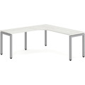 Elements Radius Desk 72" x 72" with Left Return - Silver Birch with Silver Legs