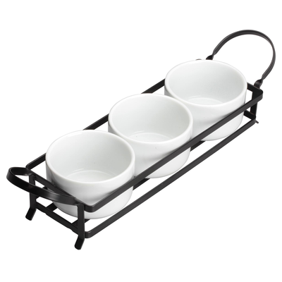 Winco WDP014-101 15" X 3-3/4" O.A. Trio Bowl Set