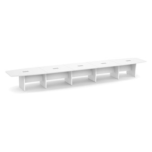 22ft Boat Shape, slab base Conference Table: WHITE 
